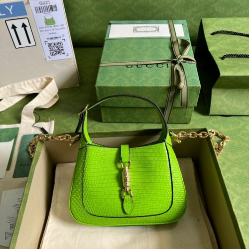 Borsa mini Gucci Jackie 1961 lucertola 675799 Verde fluo