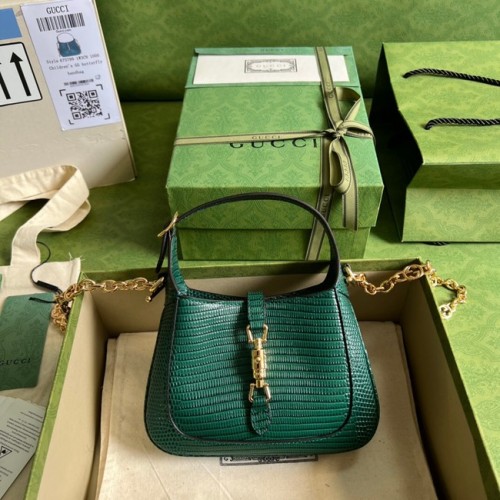 Mini borsa Gucci Jackie 1961 lucertola 675799 verde
