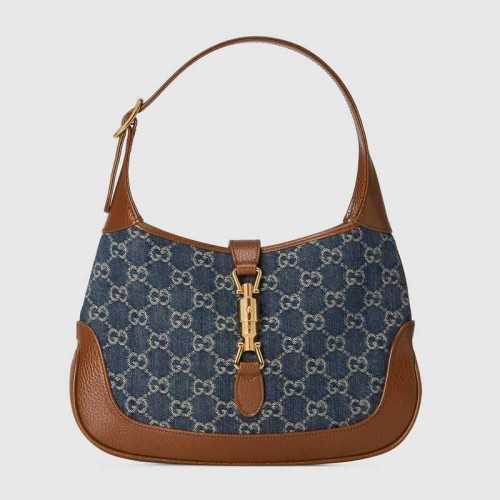 Borsa a tracolla piccola Gucci Jackie 1961 636706 Blu scuro