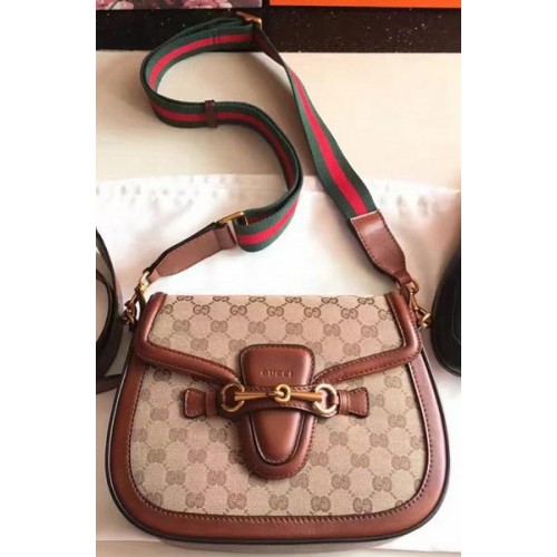 Borsa a tracolla in tela Gucci Lady Web GG 383848 Marrone