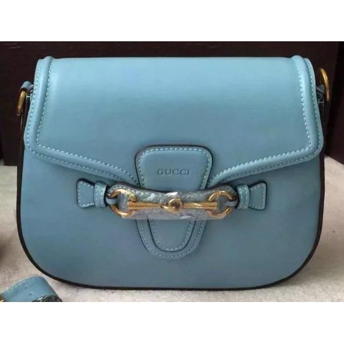 Borsa a tracolla Gucci Lady Web in pelle macchiata a mano 380573 SkyBlue