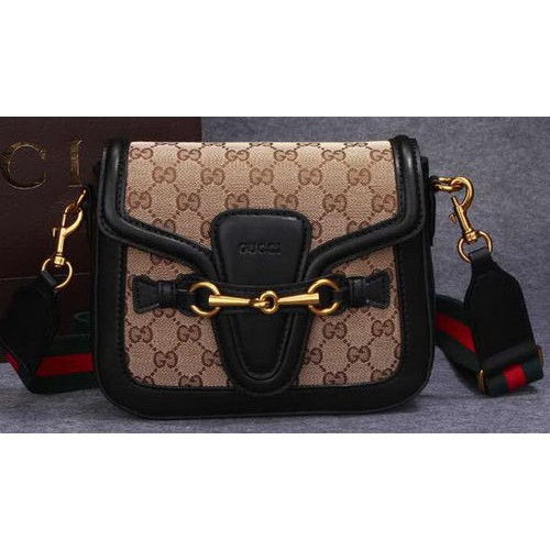 Borsa a tracolla in tela GG originale Gucci Lady Web 383848 nera