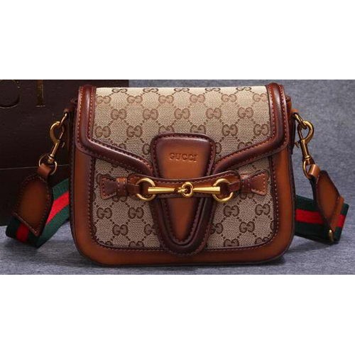 Borsa a tracolla in tela GG originale Gucci Lady Web 383848 Grano