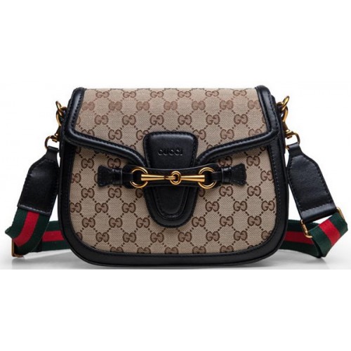 Borse a tracolla Gucci Lady Web originali in tela GG 383848 nere