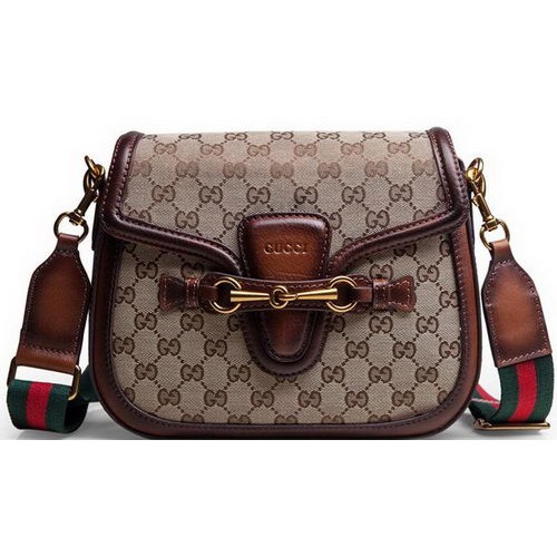 Borse a tracolla Gucci Lady Web originali in tela GG 383848 Marrone