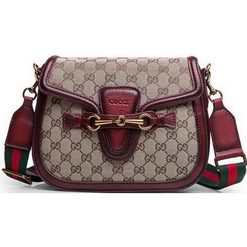 Borse a tracolla Gucci Lady Web originali in tela GG 383848 Borgogna