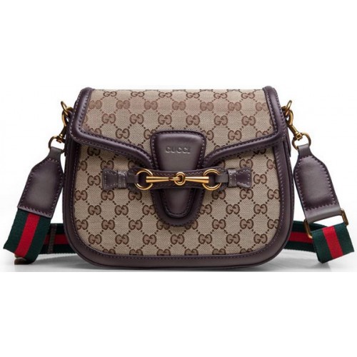 Borse a tracolla in tela Gucci Lady Web Original GG 383848 marrone scuro