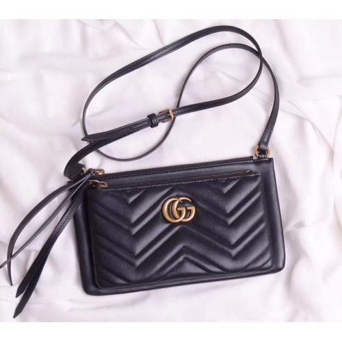 Borsa piccola a spalla Gucci in pelle laminata 453878 nera