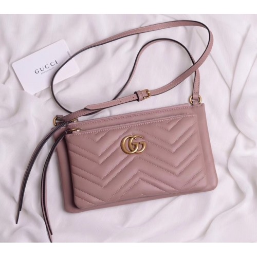 Gucci piccola borsa a spalla in pelle laminata 453878 rosa