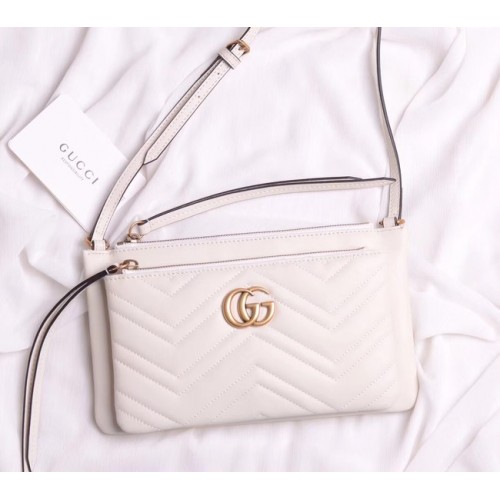 Gucci piccola borsa a spalla in pelle laminata 453878 bianca
