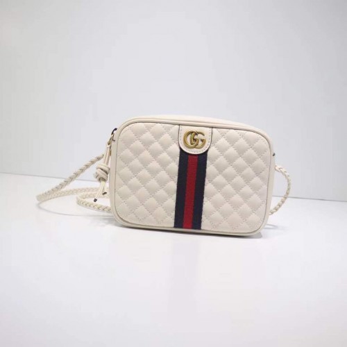 Gucci piccola borsa a spalla in pelle laminata 51060 bianca