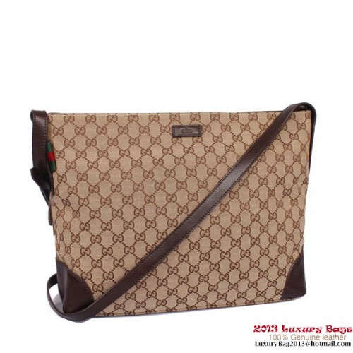 Borsa a tracolla in tela GG grande originale Gucci 308930 marrone