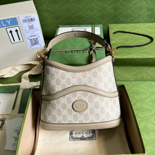 Gucci Borsa a tracolla grande con Interlocking G 696011 Beige