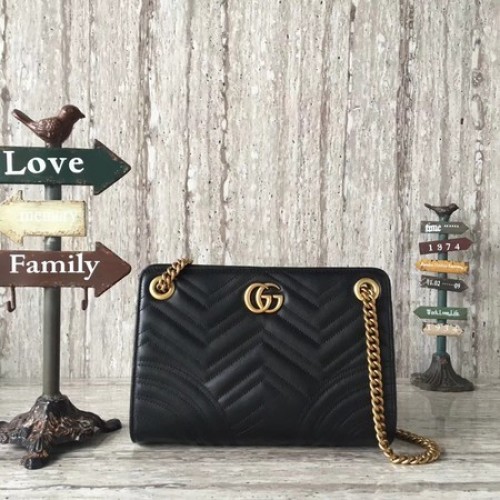 Borsa a tracolla in pelle di vitello Gucci Marmont Ophidia 505033 nera