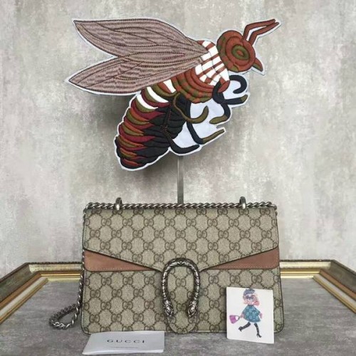 Borsa a tracolla in tela Gucci Medium Dionysus GG 400249 Cammello