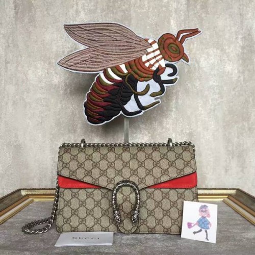Borsa a tracolla in tela Gucci Medium Dionysus GG 400249 rossa