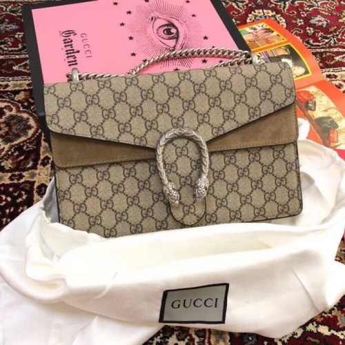 Borsa a tracolla in tela Gucci Medium Dionysus GG 400249 Taupe