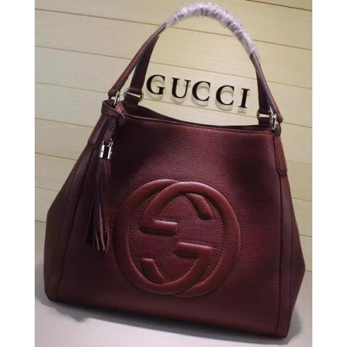 Borsa a tracolla media Gucci Soho in pelle di vitello 282309 bordeaux