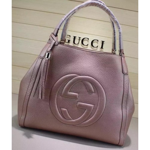 Borsa a tracolla Gucci Medium Soho in pelle di vitello 282309 rosa chiaro