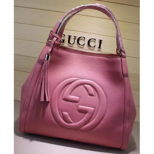 Borsa a tracolla media Gucci Soho in pelle di vitello 282309 rosa