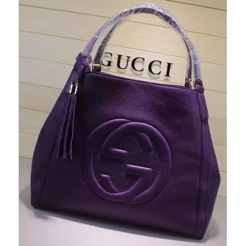 Borsa a tracolla media Gucci Soho in pelle di vitello 282309 viola