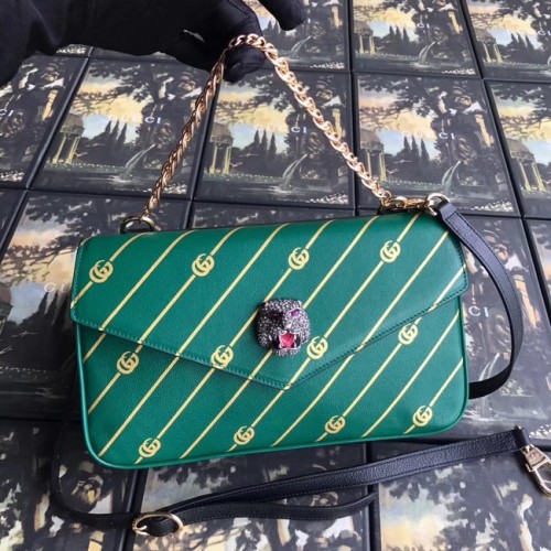 Borsa a tracolla doppia media Gucci 524822 verde