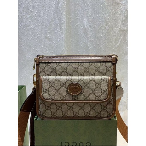 Borsa Gucci Messenger con Interlocking G 674164 marrone
