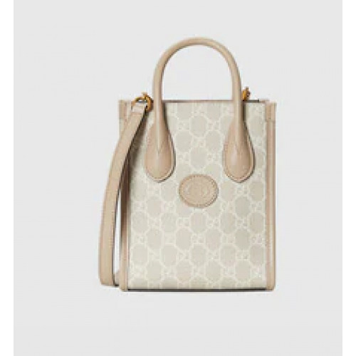 Borsa tote Gucci Mini con Interlocking G 671623 Beige