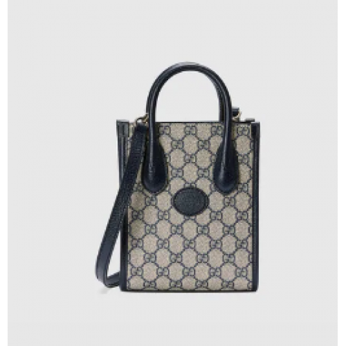 Borsa tote Gucci Mini con Interlocking G 671623 Blu
