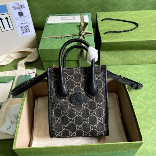 Borsa tote Gucci Mini con Interlocking G 671623 nera