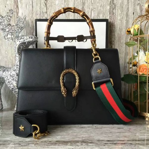 Borsa shopper in bambù Gucci Now 421999A nera