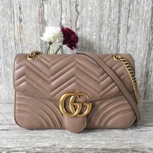 Borsa a tracolla Gucci Now GG Marmont Matelasse 443496 Albicocca
