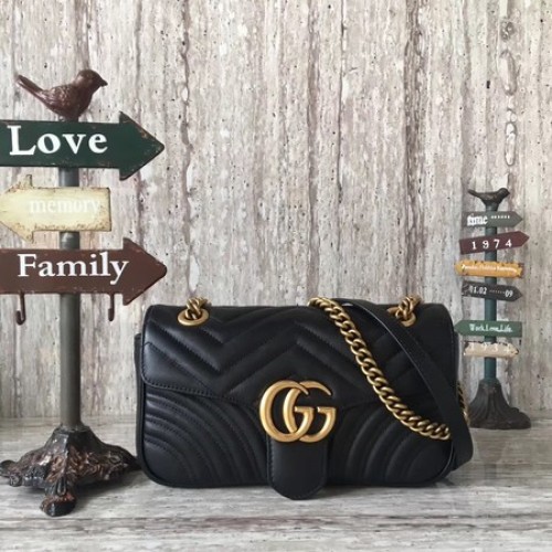 Borsa a tracolla Gucci Now GG Marmont Matelasse 443496 nera