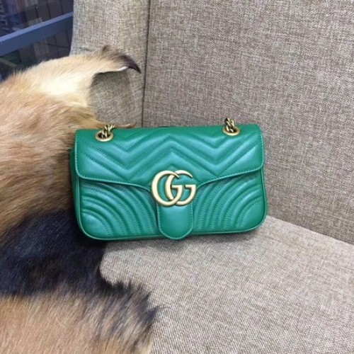 Borsa a tracolla Gucci Now GG Marmont Matelasse 443496 verde