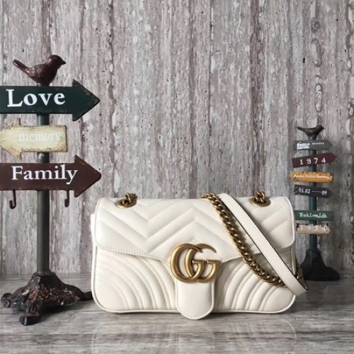 Borsa a tracolla Gucci Now GG Marmont Matelasse 443496 OffWhite