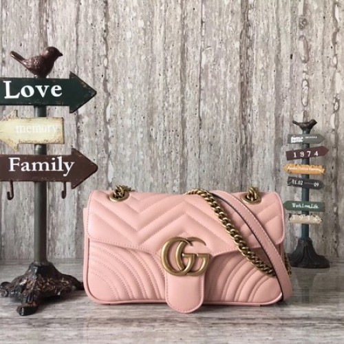 Borsa a tracolla Gucci Now GG Marmont Matelasse 443496 Rosa