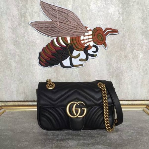 Borsa a tracolla mini Gucci Now GG Marmont 446744 nera