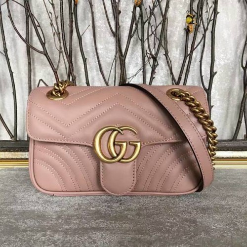 Borsa a tracolla mini Gucci Now GG Marmont 446744 rosa chiaro