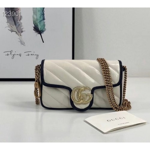 Gucci Online Exclusive GG Marmont mini borsa 574969 Bianco&blu