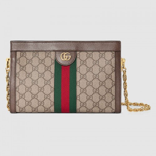 Borsa a tracolla piccola Gucci Ophidia GG 503876 marrone