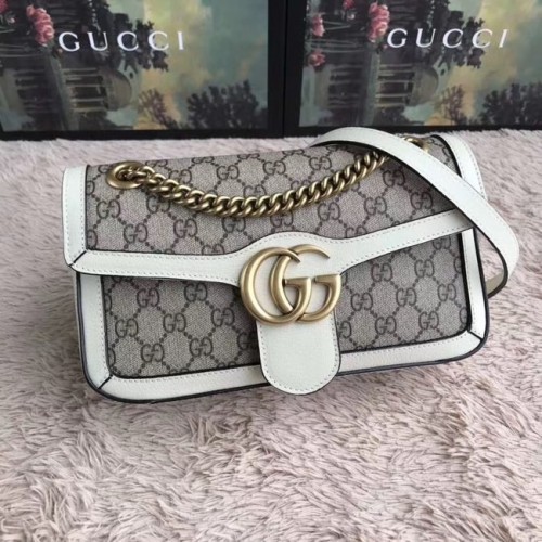 Borsa a tracolla piccola Gucci Ophidia GG Supreme 443497 bianca