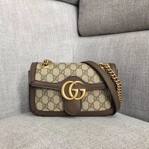 Borsa a tracolla piccola Gucci Ophidia GG Supreme 446744 marrone