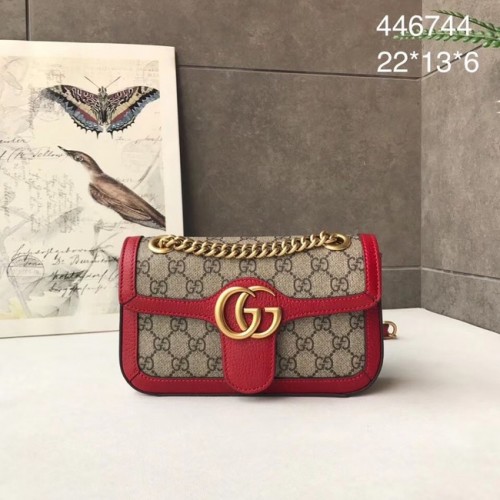 Borsa a tracolla piccola Gucci Ophidia GG Supreme 446744 rossa
