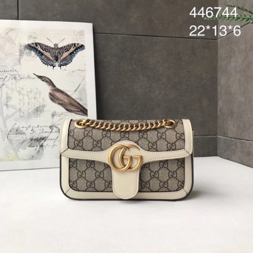 Borsa a tracolla piccola Gucci Ophidia GG Supreme 446744 bianca