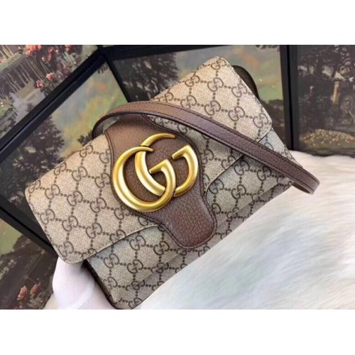 Borsa a tracolla piccola Gucci Ophidia GG Supreme 550129 marrone
