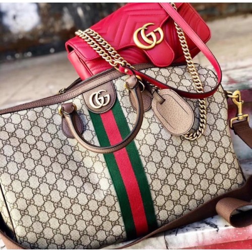 Borsa da viaggio grande Gucci Ophidia GG 547959 marrone