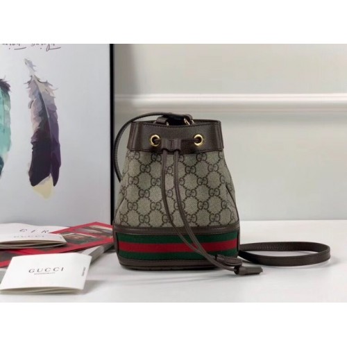 Borsa a secchiello Gucci Ophidia GG mini 550620 Marrone