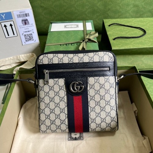 Borsa a tracolla piccola Gucci Ophidia GG 547926 blu