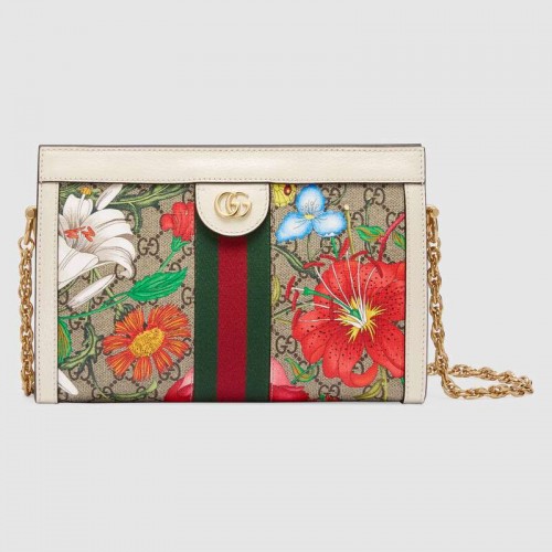 Borsa a tracolla piccola Gucci Ophidia 503877 bianca