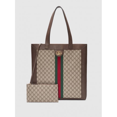 Borsa tote grande Gucci Ophidia Soft GG Supreme GG5689 marrone